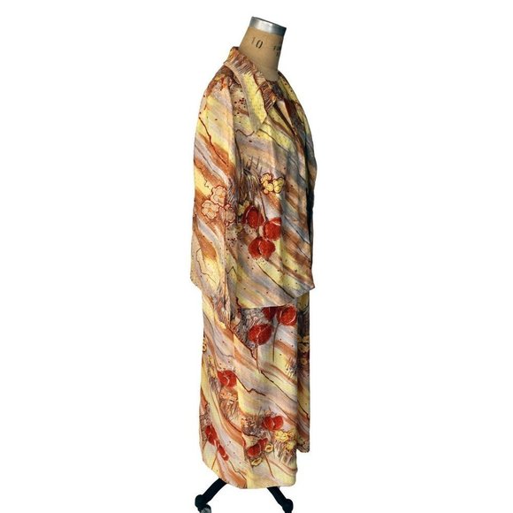 Vintage 70s Abstract Autumnal Sleeveless Dress - Picture 3 of 6